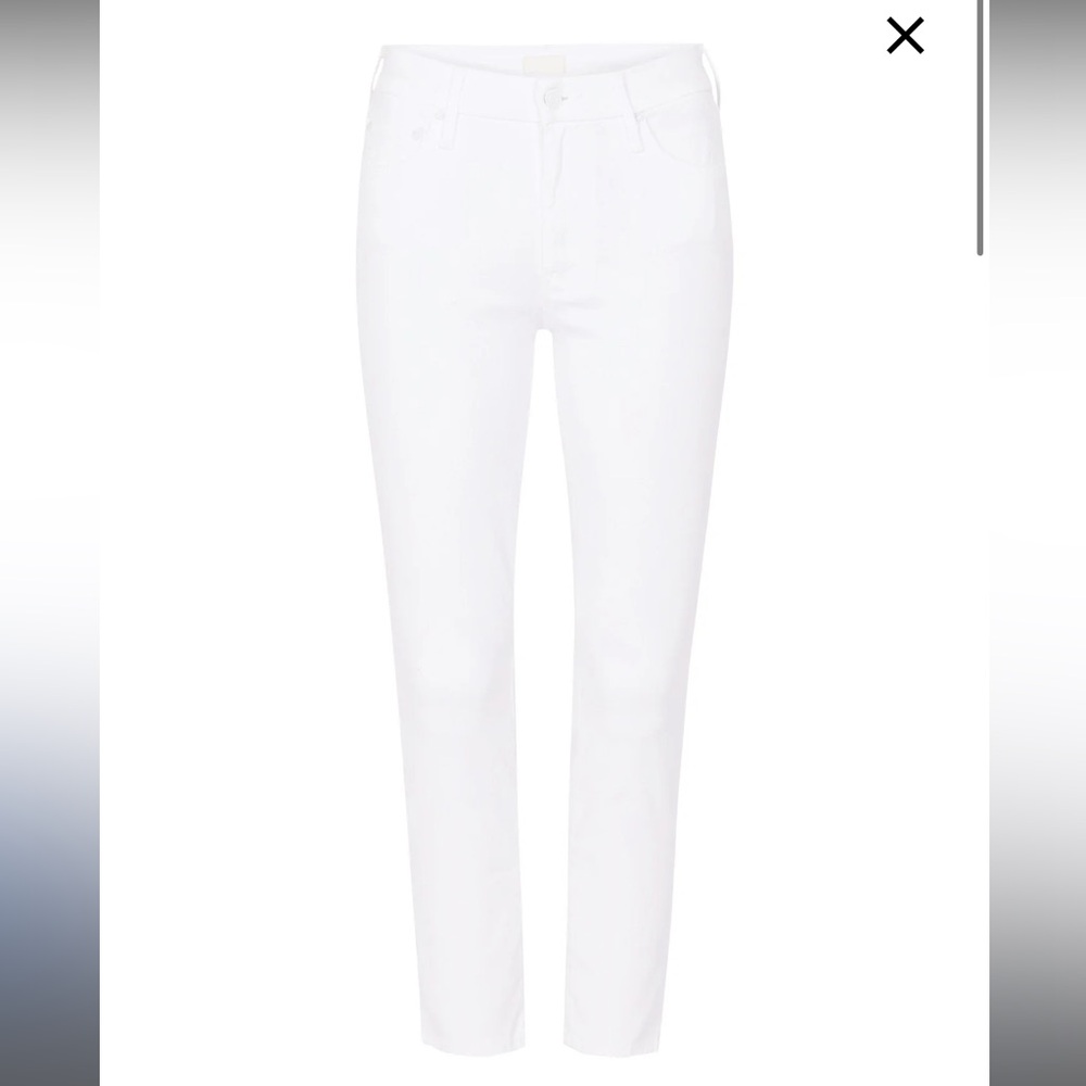 MOTHER The Looker Crop White Straight Leg Ankle Crop Jeans Glass Slipper White - Picture 6 of 15